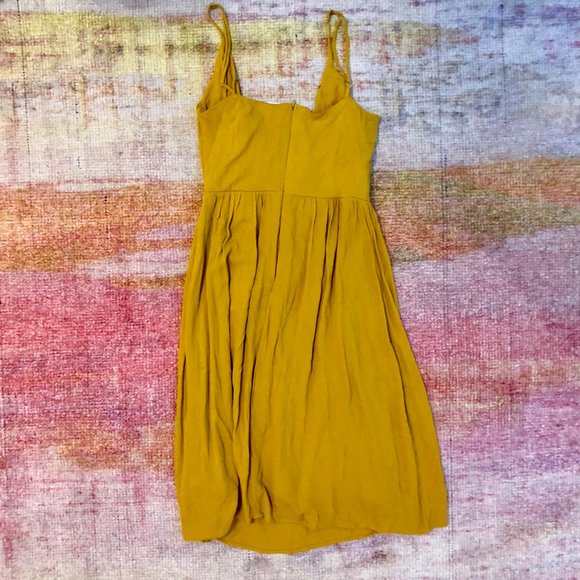 Leith Top Tie Mustard Flowy Midi Dress - Picture 5 of 5